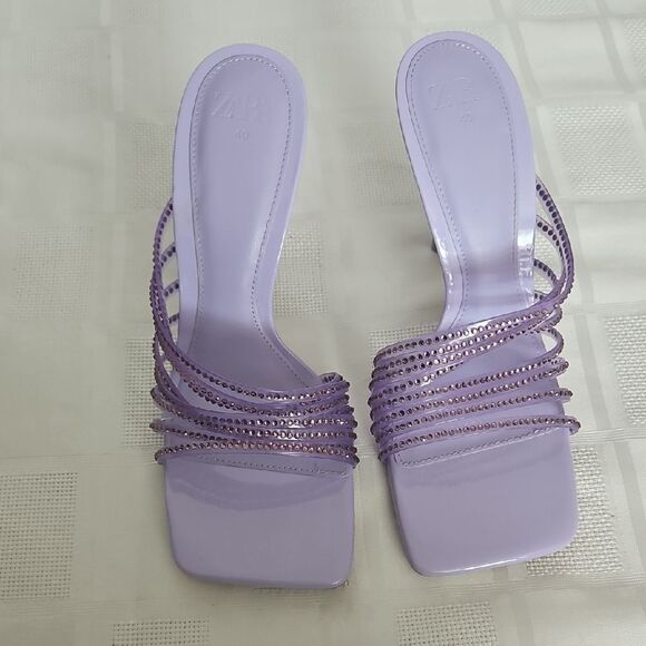 Zara Women's Purple Strappy Heels - Picture 1 of 16